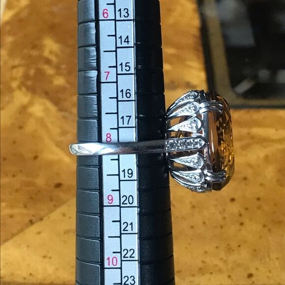 Natural Citrine Sterling Silver Cocktail Ring Size 8 - Picture 7 of 8